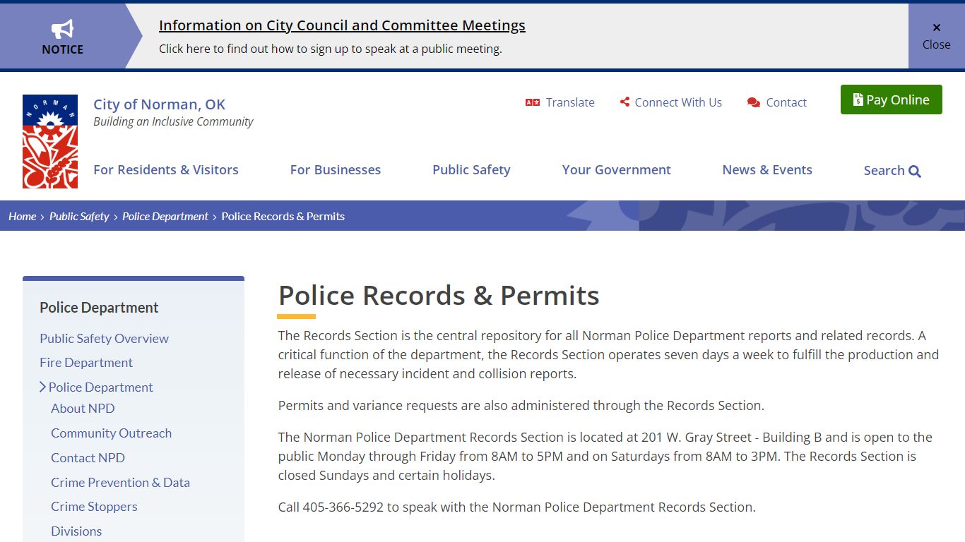 Police Records & Permits | City of Norman, OK